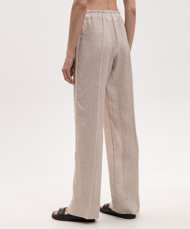 Palm Angels Бежеві штани з льону з лампасами PWCJ03CS26FAB001 зображення 4