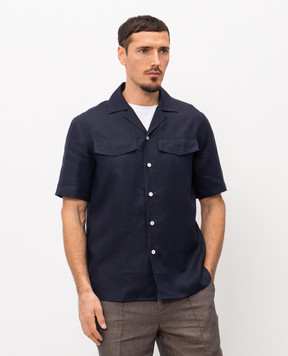 ISAIA Синя сорочка з льону CAM223P9110