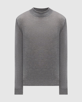 Brunello Cucinelli Сірий меланжевий джемпер з кашеміру, шовку та коноплі MHS805914