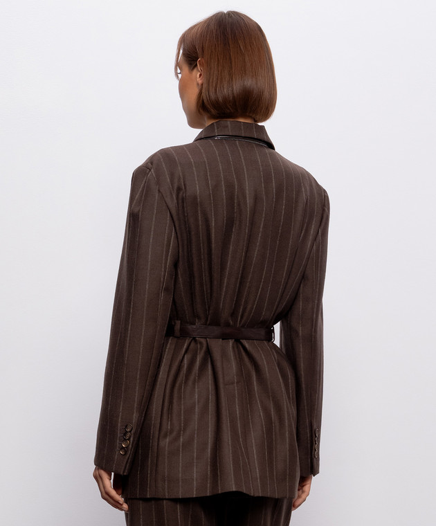 Brunello Cucinelli Коричневий жакет з вовни в смужку MG5547438P зображення 4