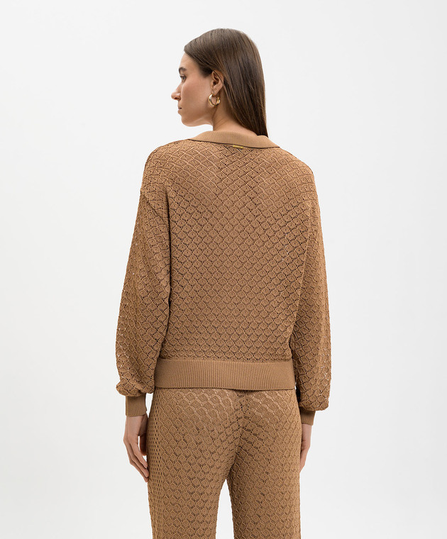 Twinset Коричневий ажурний пуловер 261LL3AAA зображення 4