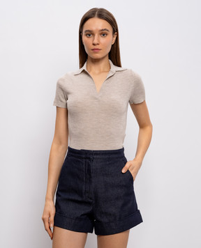 Max Mara Бежевый топ ALBERO из шерсти в рубчик MXMALBERO