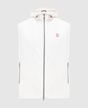 Brunello Cucinelli Білий жилет з контрастною вишивкою емблеми MM49A7450G