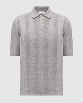 Brunello Cucinelli Серое поло с леном M2L707815