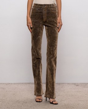 AMIRI Коричневые джинсы с патчем логотипа AW426JE005