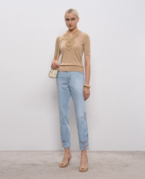 Ermanno Scervino Бежевий топ з мереживом D485L309APYOJ