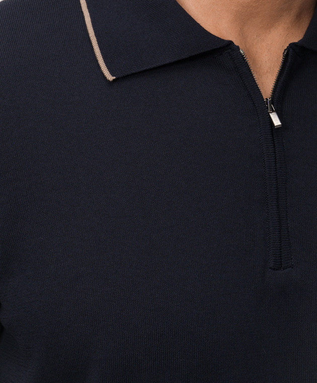 Peserico Синее поло с окантовкой R59478F149173N изображение 5