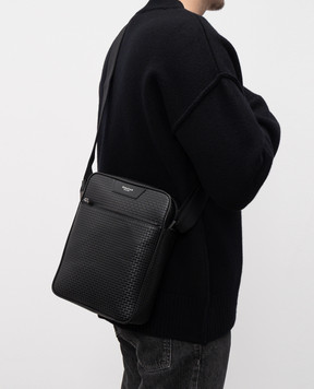 Serapian Чорна шкіряна сумка North South SRSTSMML679919BCG2