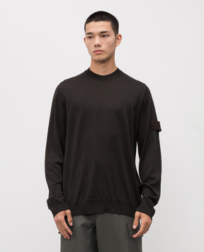 Stone Island Коричневий джемпер з вовни з логотипом K2S155100074S00FC