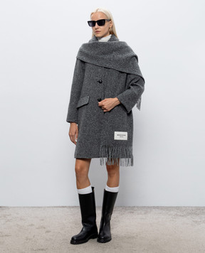 Max Mara Weekend Сіре пальто LATINO з вовни з шарфом WKDLATINO