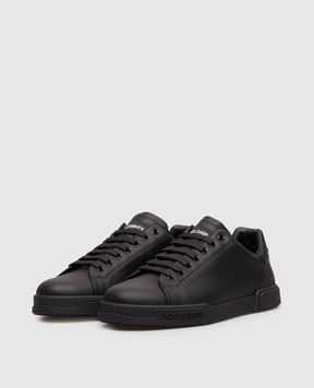 Dolce&Gabbana Черные кожаные кроссовки Portofino Light с логотипом CS2332A1065