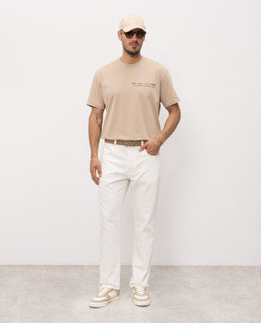 Givenchy Бежева футболка з принтом BM71NK3YUE