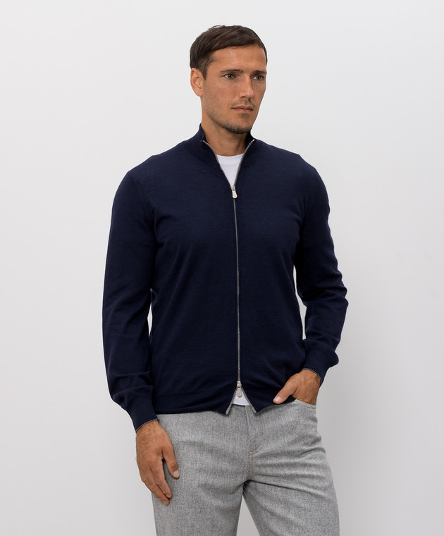 Brunello Cucinelli Кардиган синий из шерсти и кашемира M2400106 изображение 3