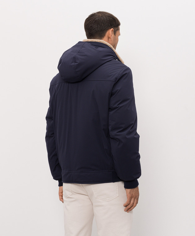 Brunello Cucinelli Синій пуховик з хутром MV4061606 зображення 4