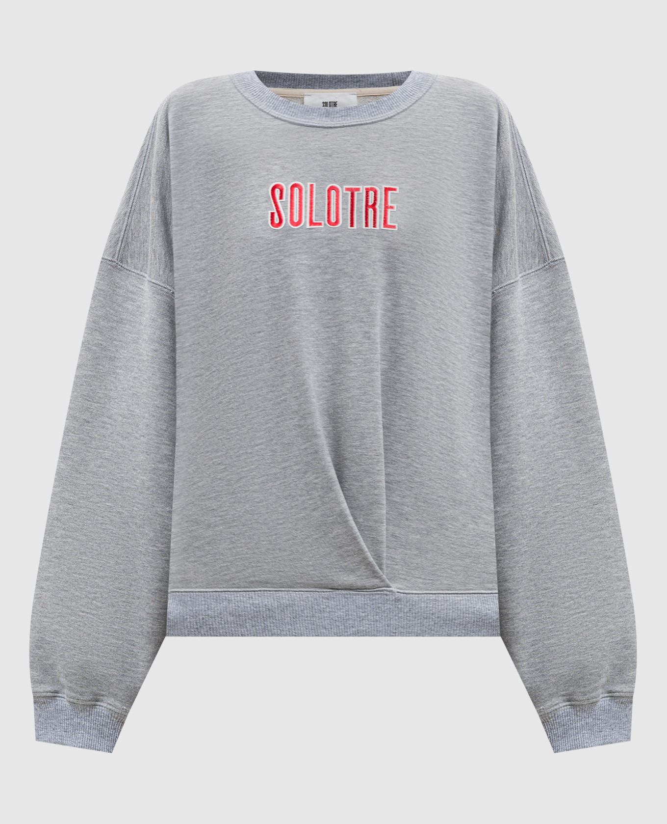 

Серый меланжевый свитшот с вышивкой логотипа, Свитшоты