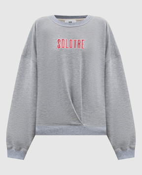Solotre Серый меланжевый свитшот с вышивкой логотипа M1AB0151