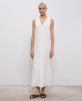 Brunello Cucinelli Белое платье с леном MH126A4812