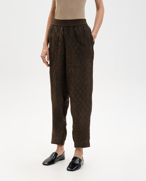 UMA WANG Коричневые брюки Palmer в геометрический узор UP3007