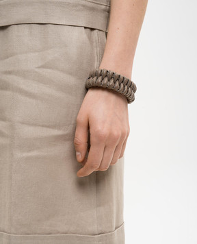 Peserico Коричневий шкіряний браслет з ланцюжком моніль E35519C0CC818