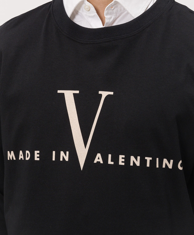 Valentino Чорний лонгслів з принтом логотипа 9V3MG18NBM3 зображення 5