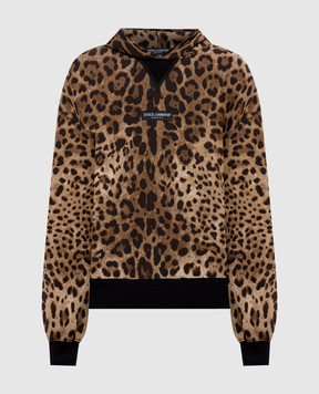 Dolce&Gabbana Коричневые худи в леопардовый принт F9U48TFS785