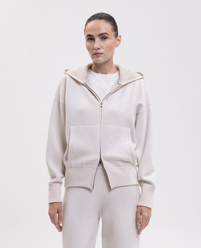 Agnona Спортивная куртка цвета айвори из кашемира, шерсти и шелка KN120282G120Q