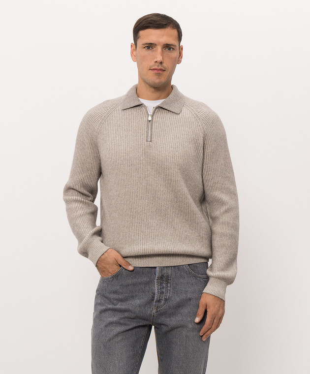Brunello Cucinelli Серый свитер с кашемиром на молнии M22700505 изображение 3