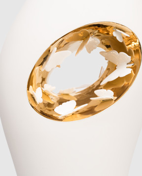 Fos Ceramiche Біла порцелянова ваза Falling in Love-M з позолотою FLMG