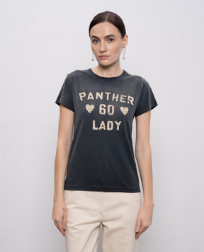 Valentino Серая футболка Panther Lady с винтажным эффектом 8B3MG24Y9GL