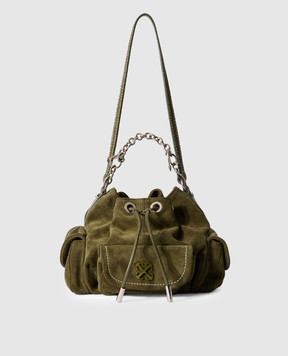 Off-White Зеленая замшевая сумка-кисет Dumbo OWMY002F25LEA003