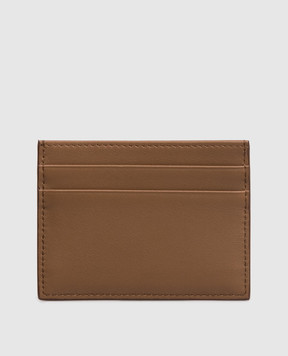 Dolce&Gabbana Коричневий шкіряний картхолдер з металевою монограмою BI0330AK274