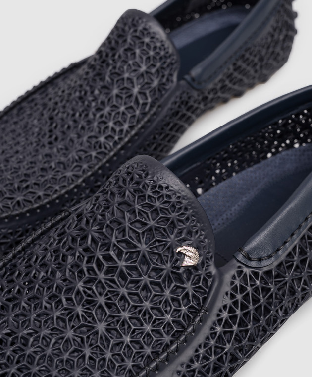 Stefano Ricci Сині перфоровані мокасини з емблемою UR64G2424TPSDPW зображення 5