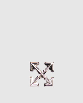 Off-White Срібляста моносережка у формі емблеми Arrow OMOD11RC99MET001