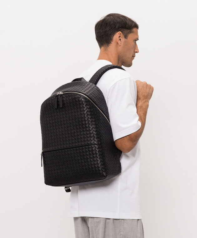 Bottega Veneta Чорний шкіряний рюкзак Intrecciato 1975 876359V4RT3 зображення 2