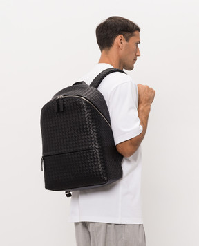 Bottega Veneta Черный кожаный рюкзак Intrecciato 1975 876359V4RT3