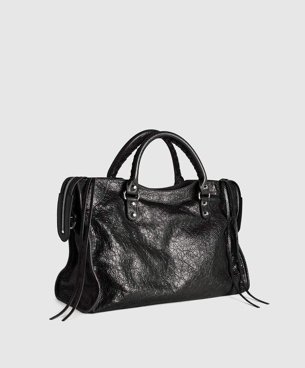 Balenciaga Черная кожаная сумка-тоут Le City 8657602ACLR изображение 3