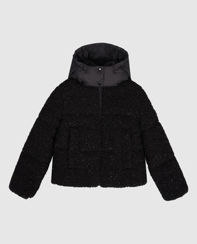 Moncler ENFANT Детский черный пуховик Zambaga с люрексом K29541A0009389B686