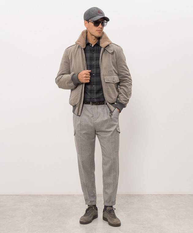 Brunello Cucinelli Серая рубашка в клеточку MY6544008 изображение 2