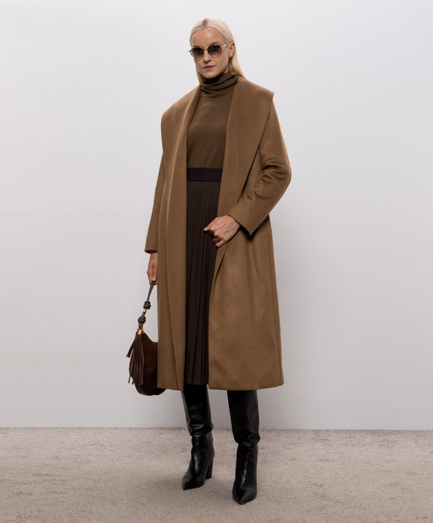 Max Mara Коричневое пальто ARDEA на запах из кашемира MSTARDEA изображение 2