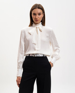 Valentino серебристый кожаный ремень VLogo 8W2T0SM3XUC