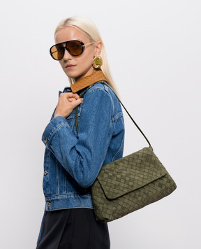 Bottega Veneta Зелена замшева сумка Giorno 857657V5ZZ0
