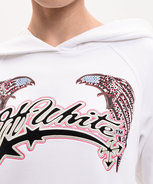 Off-White Белый худи Double Eagle с кристаллами Swarovski 29E00292T изображение 5
