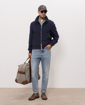 Brunello Cucinelli Синяя двусторонняя куртка из кашемира MY4799802