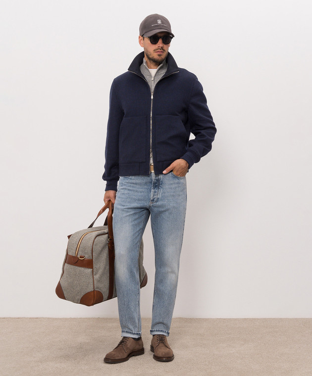 Brunello Cucinelli Синяя двусторонняя куртка из кашемира MY4799802 изображение 3