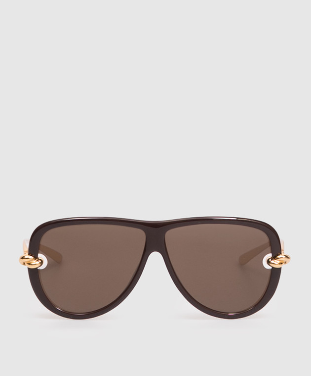 Bottega Veneta Коричневые солнцезащитные очки Knot A002JCVBL80