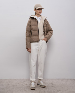 Brunello Cucinelli Коричнева пухова куртка з вовни MK38P7720