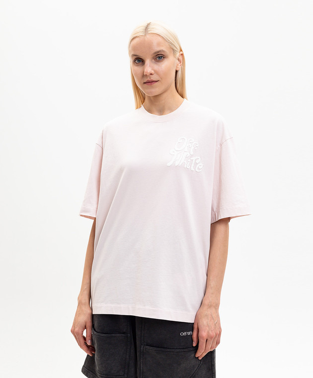 Off-White Рожева футболка з принтом логотипа 44MAA120S26J00U зображення 3