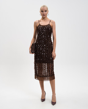 3.1 Phillip Lim Коричневое платье миди с пайетками F25290994SQI