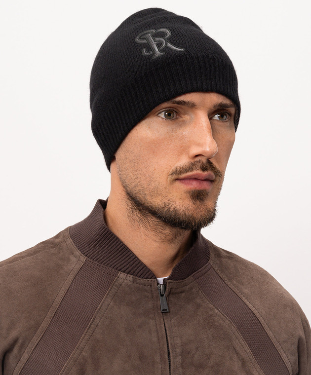 Stefano Ricci Чорна шапка з кашеміру K606040CUFF26305 зображення 2