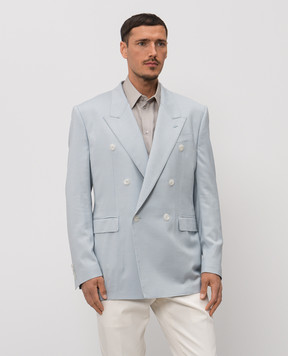 Dolce&Gabbana Блакитний двобортний піджак G2WJ2TFU9AW